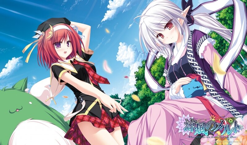 Two Anime Girls in Garden — Blue