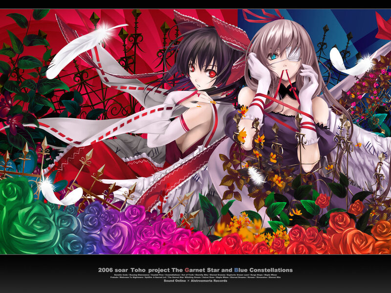 Two Anime Girls in Garden — Red