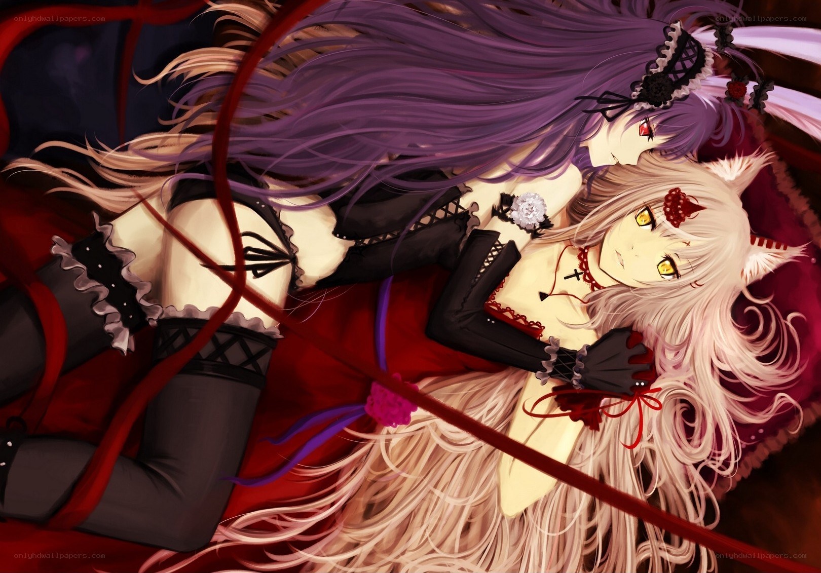 Two anime girls in gothic attire