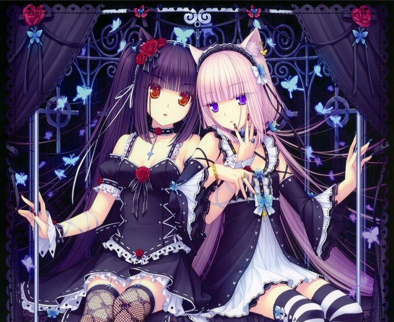 Two Anime Girls in Gothic Dresses — Black