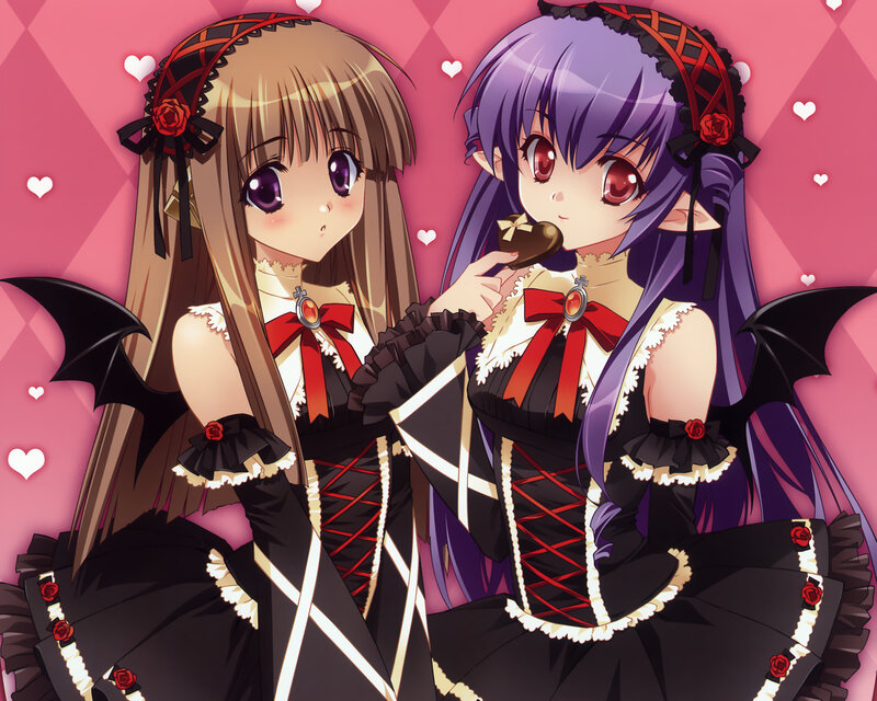 Two Anime Girls in Gothic Dresses — Pink