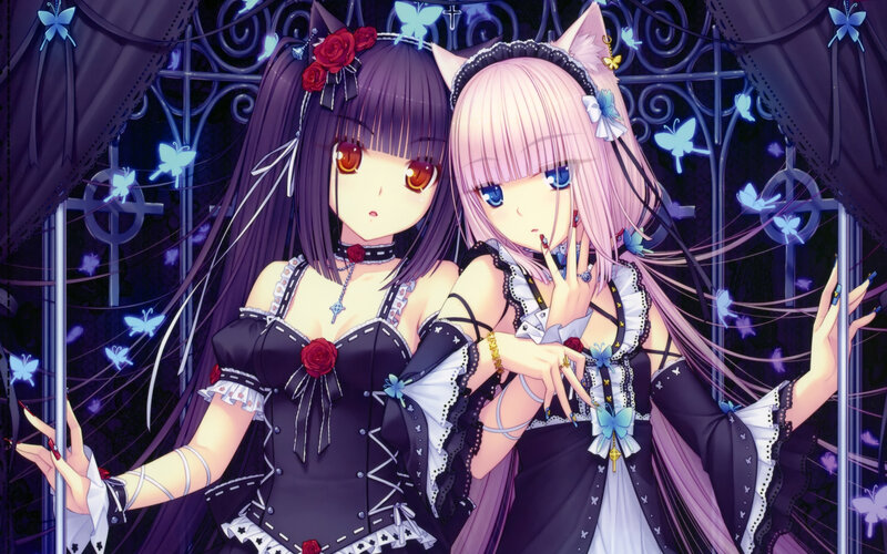 Two Anime Girls in Gothic Dresses — Purple