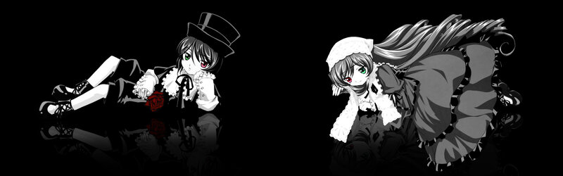 two anime girls in gothic outfits
