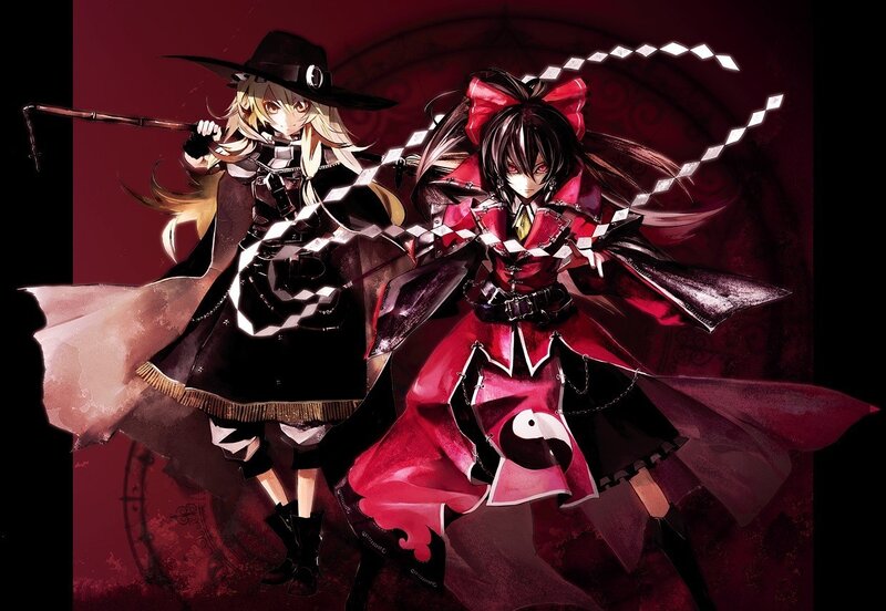 Two anime girls in gothic outfits