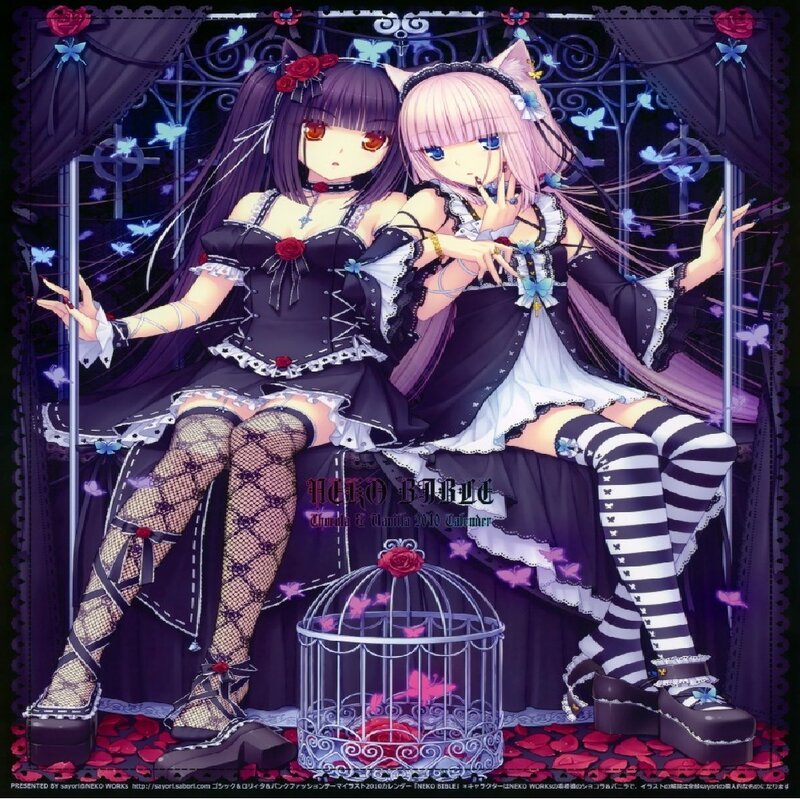 Two anime girls in gothic outfits