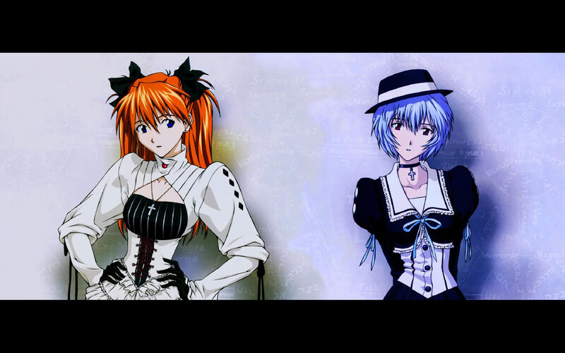 Two anime girls in gothic outfits