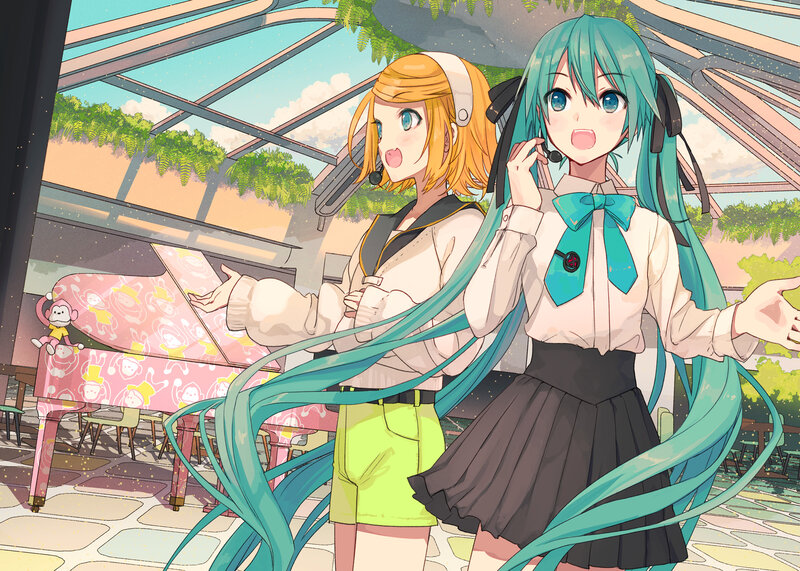 Two Anime Girls in Greenhouse