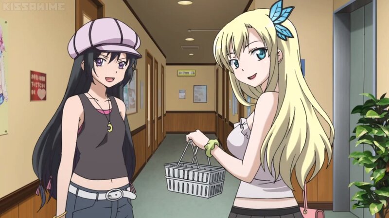 Two Anime Girls in Hallway — Yellow
