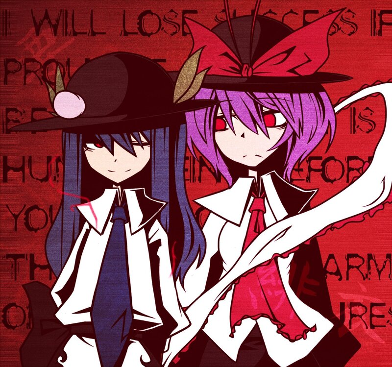 Two anime girls in hats
