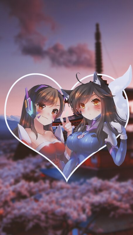 Two Anime Girls in Heart — Purple
