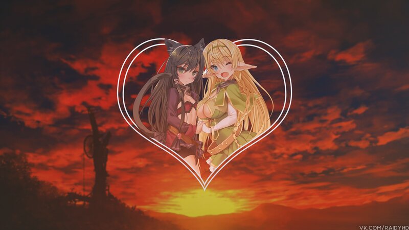 Two Anime Girls in Heart — Red, Dramatic