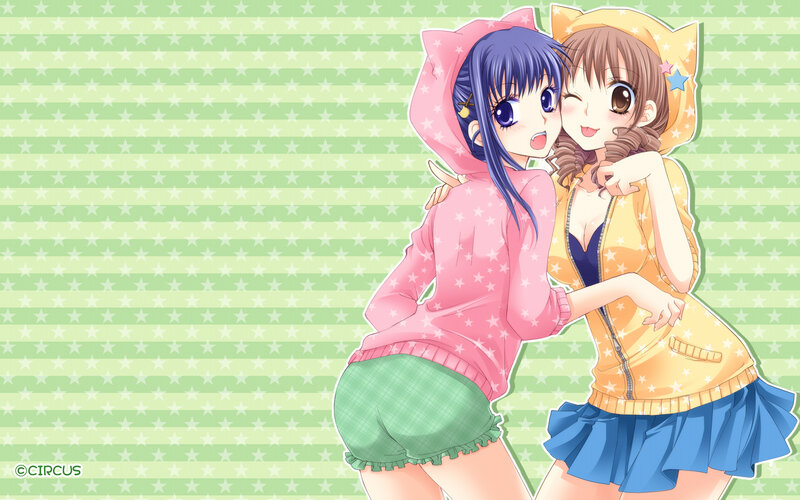 Two anime girls in hoodies