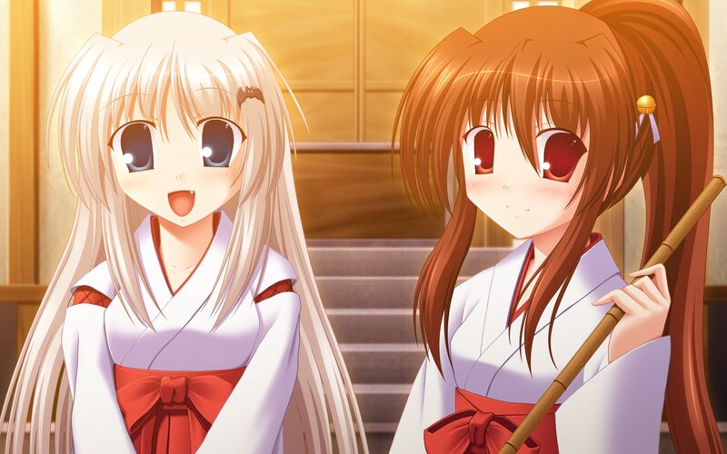 Two anime girls in kimonos