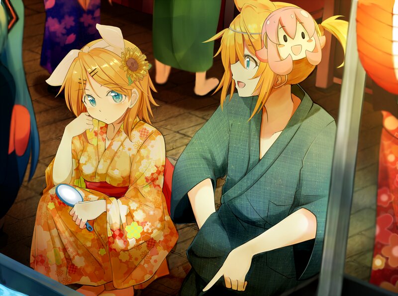 Two Anime Girls in Kimonos — Orange