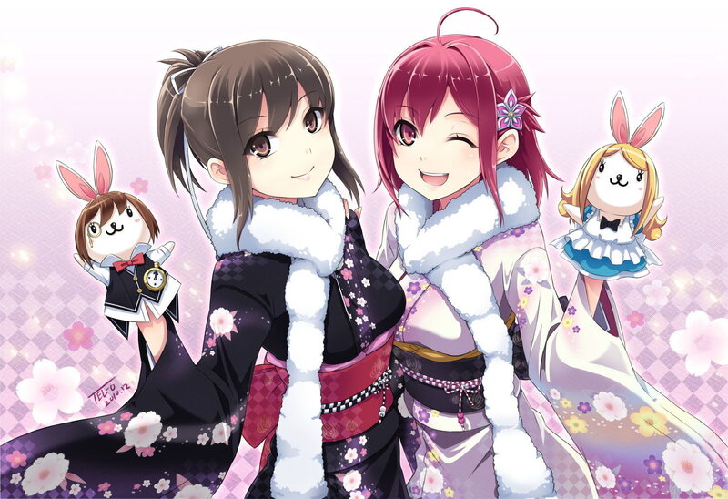 Two Anime Girls in Kimonos — Pink