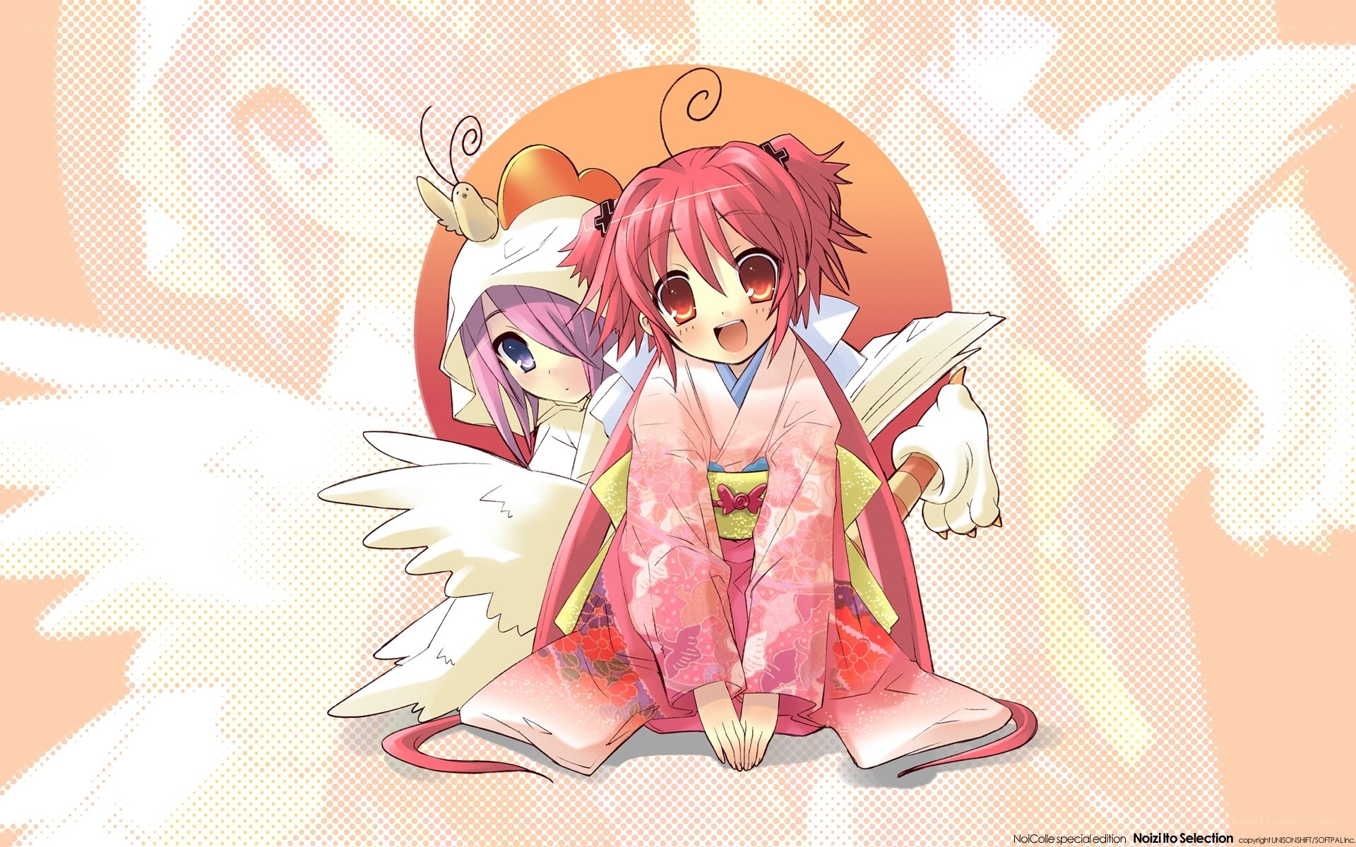 two anime girls in kimonos