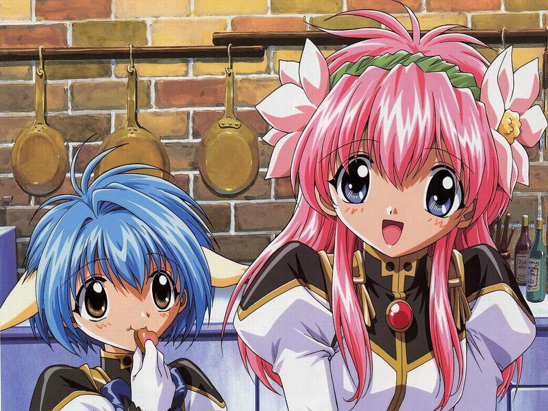 Two Anime Girls in Kitchen — Pink