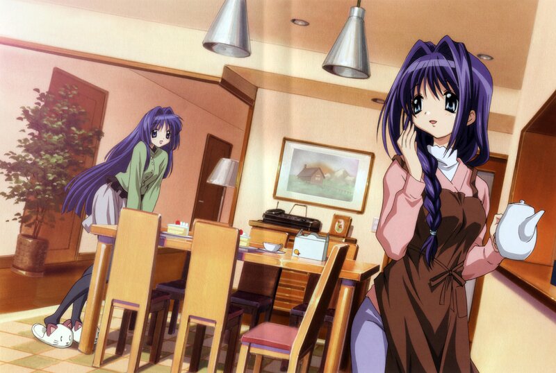 Two Anime Girls in Kitchen — Purple