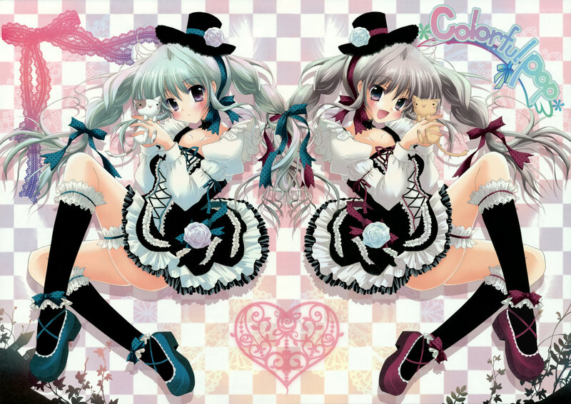 Two anime girls in maid outfits