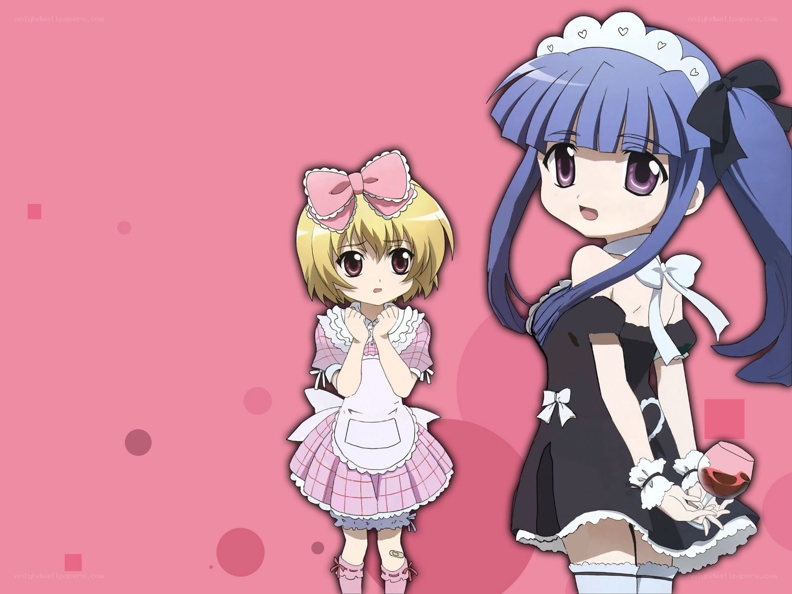 Two anime girls in maid outfits