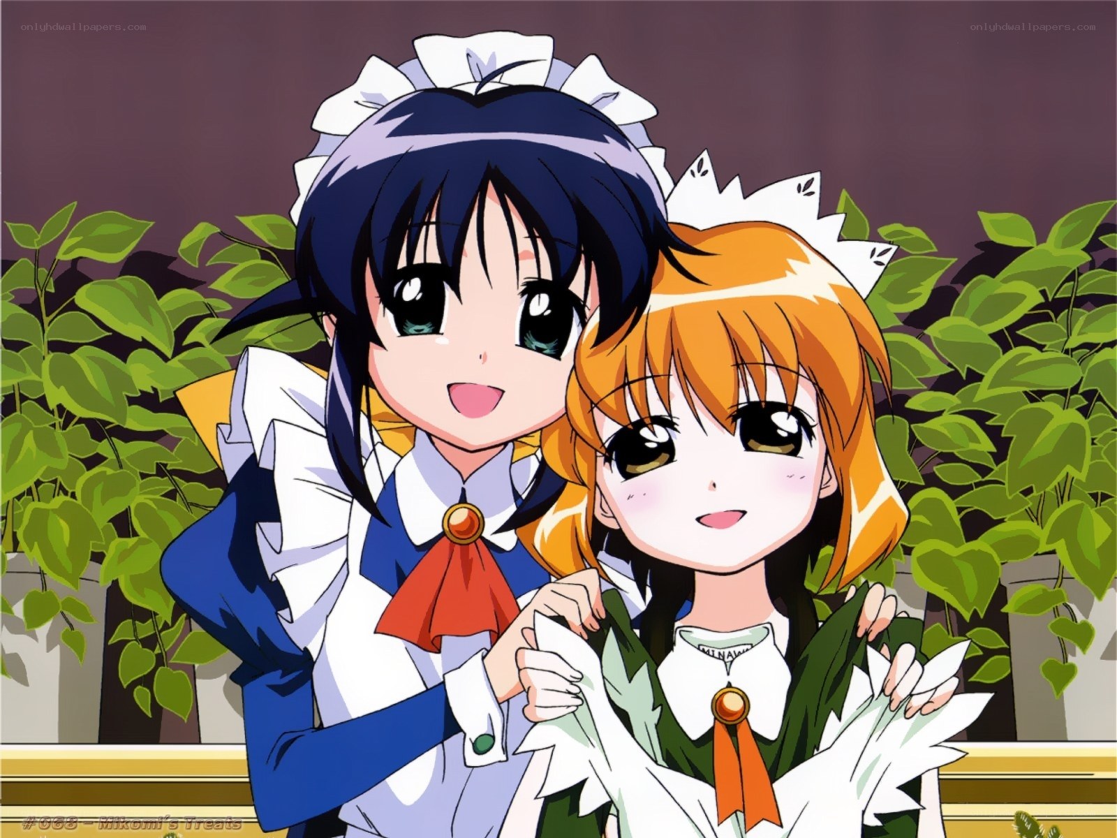 Two anime girls in maid outfits