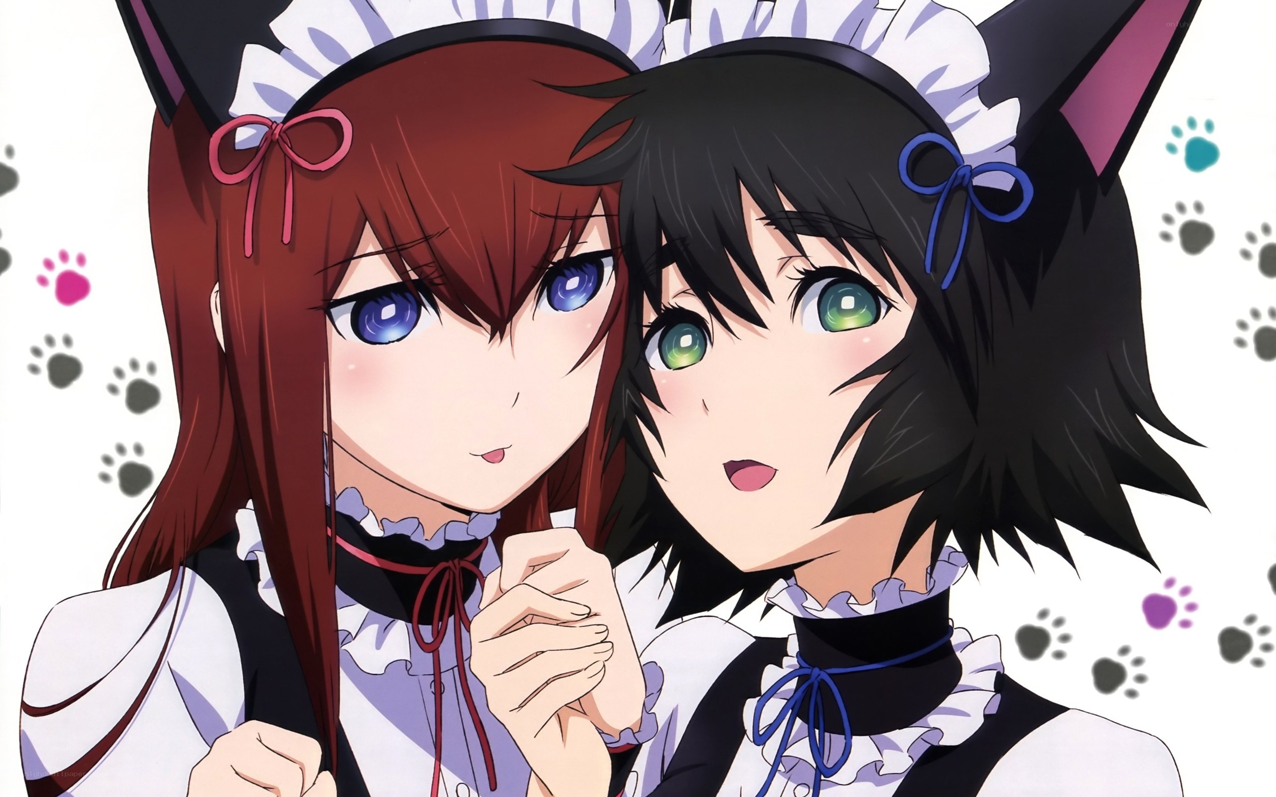 two anime girls in maid outfits