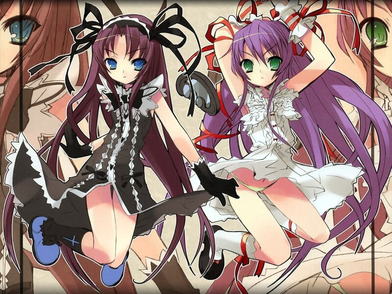 two anime girls in maid outfits