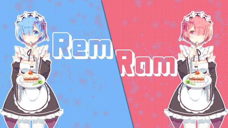 Two Anime Girls in Maid Outfits — Blue, Playful, Cake