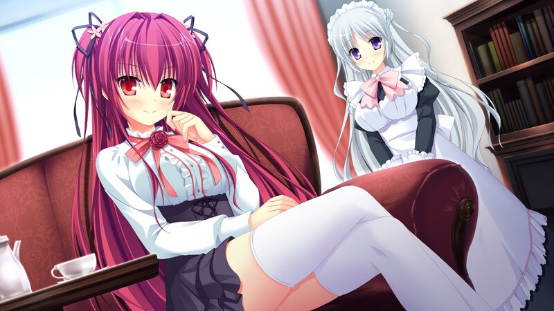 Two Anime Girls in Maid Outfits — Pink, Calm