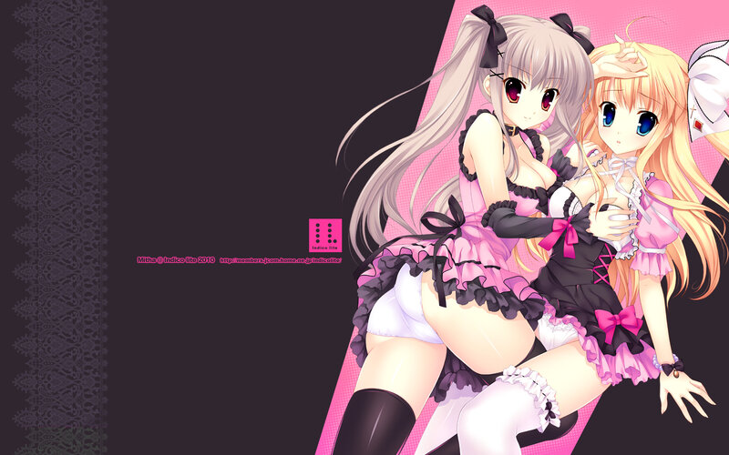 Two Anime Girls in Maid Outfits — Pink, Playful, Maid Costumes