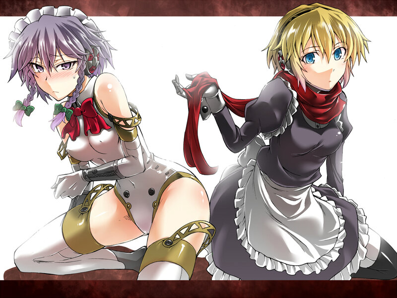 Two Anime Girls in Maid Outfits — Purple