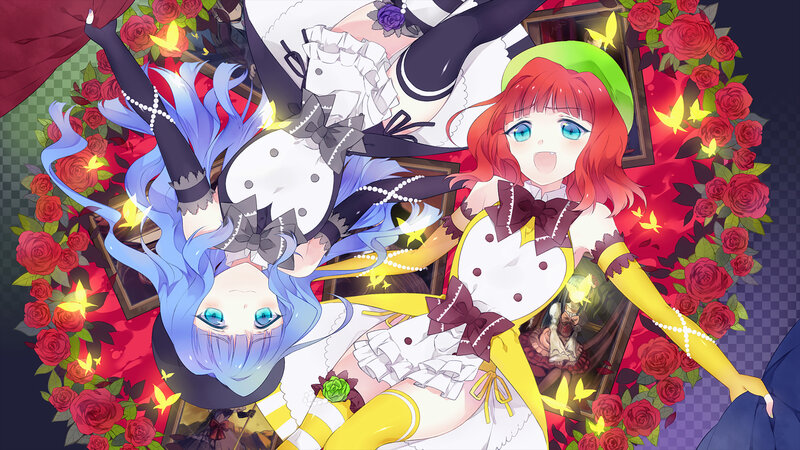 Two Anime Girls in Maid Outfits — Red, Dramatic, Roses