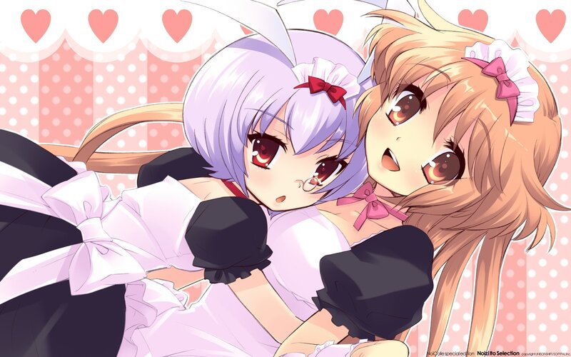 two anime girls in maid outfits