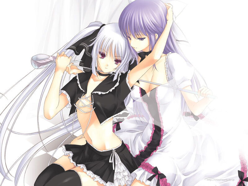 Two Anime Girls in Maid Outfits — White, Calm