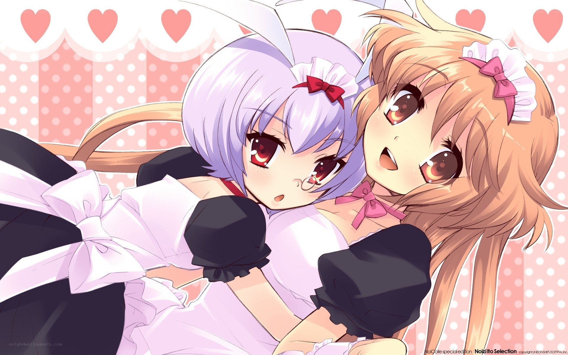 two anime girls in maid outfits