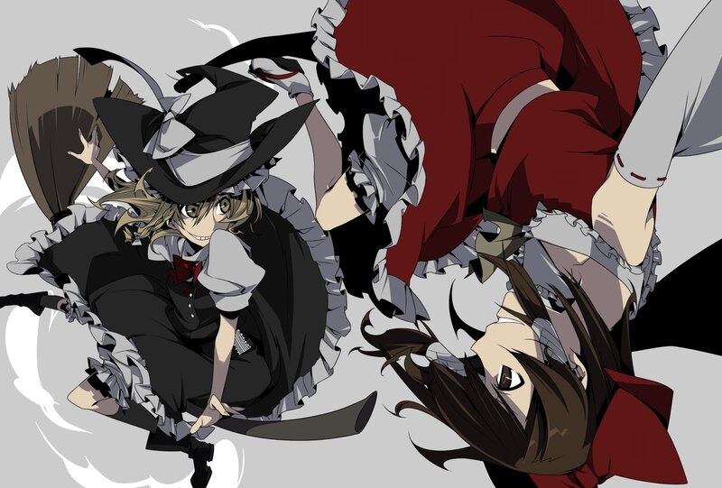 Two Anime Girls in Motion — Black