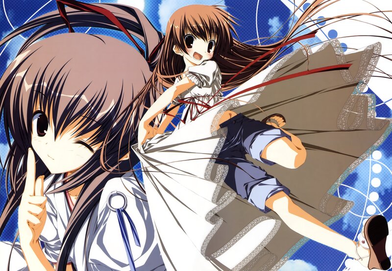 Two Anime Girls in Motion — Blue, Dynamic, School Uniforms