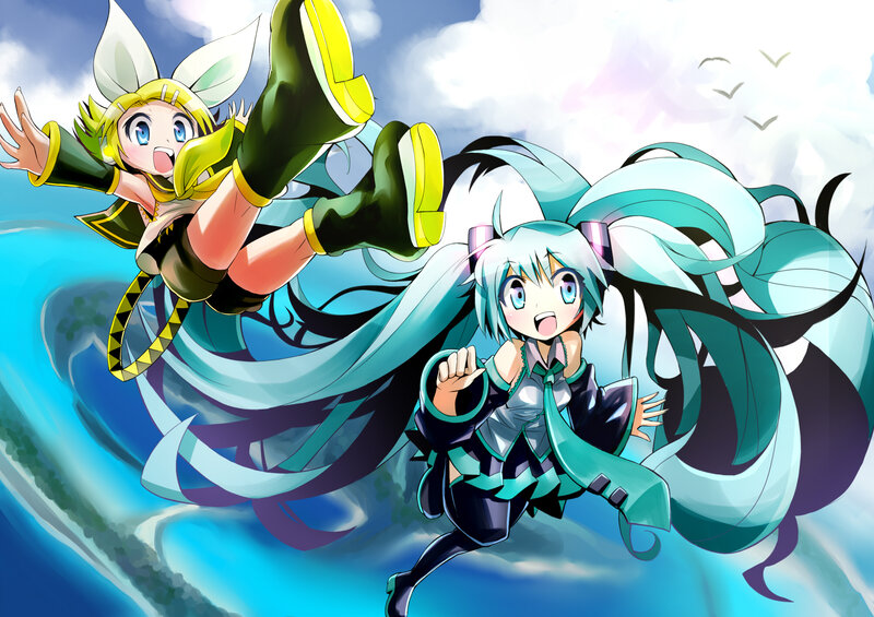 Two Anime Girls in Motion — Blue, Dynamic