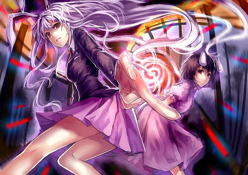 Two Anime Girls in Motion — Purple, Dramatic, Night