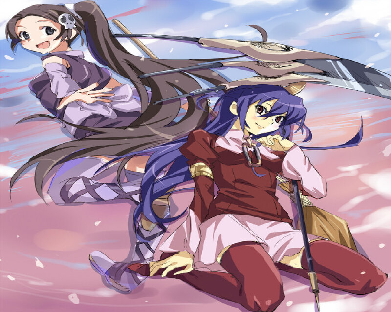 Two Anime Girls in Motion — Purple