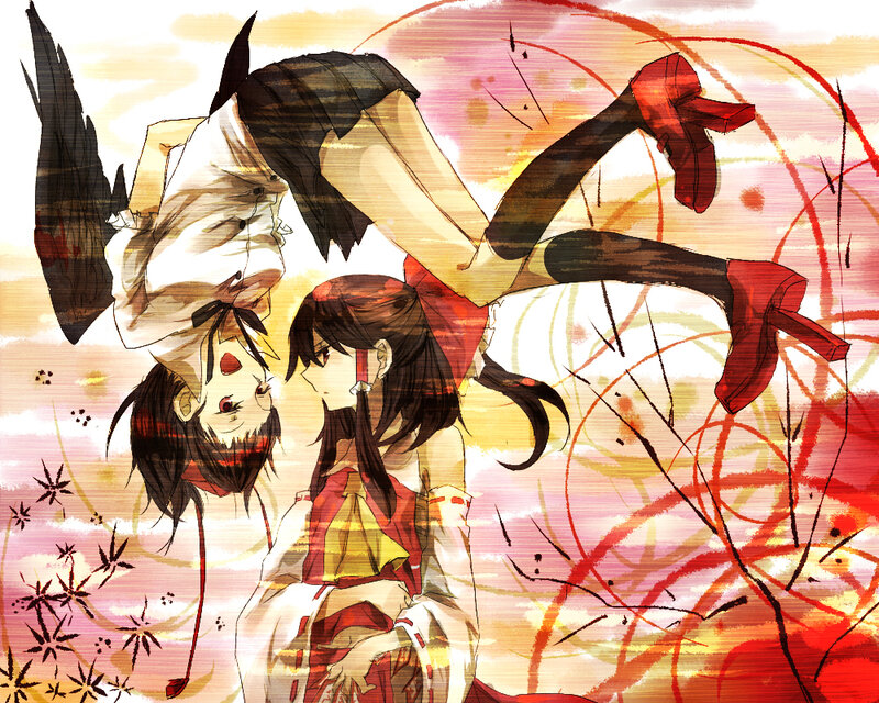 Two Anime Girls in Motion — Red, Dramatic