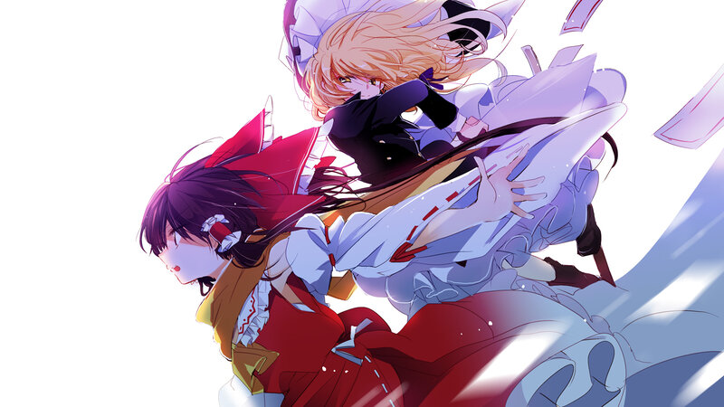 Two Anime Girls in Motion — Red, Dynamic, Digital Art