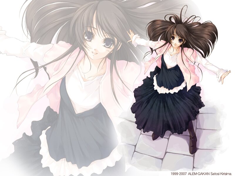 Two anime girls in motion