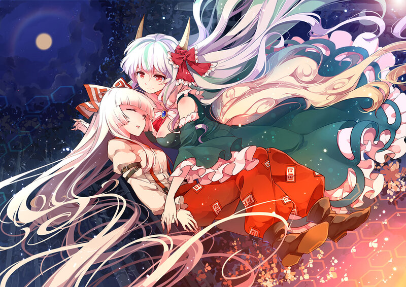 Two Anime Girls in Motion — White, Dynamic