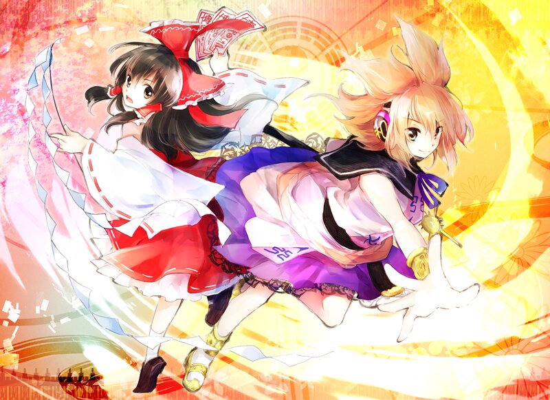 Two Anime Girls in Motion — Yellow, Dynamic, Energetic