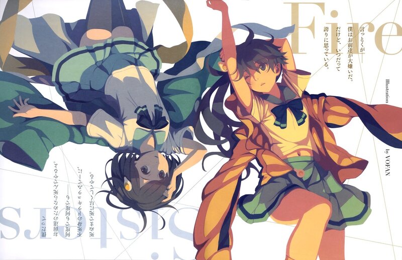 Two Anime Girls in Motion — Yellow, Dynamic