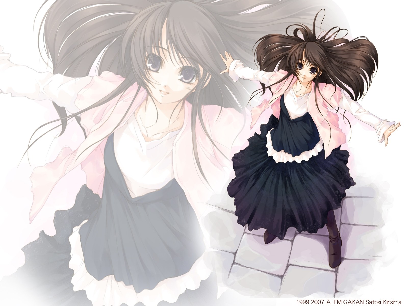 Two anime girls in motion