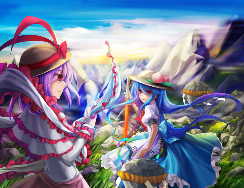 Two Anime Girls in Mountains