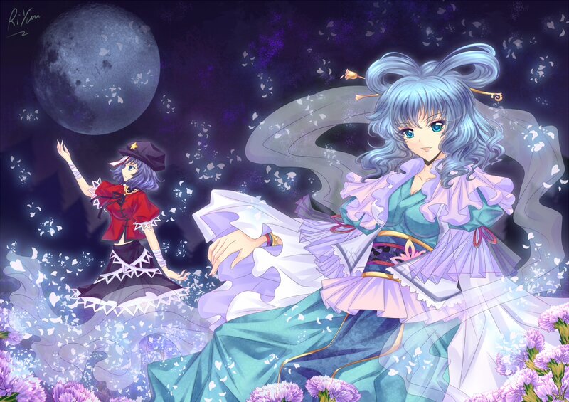 Two Anime Girls in Night — Purple