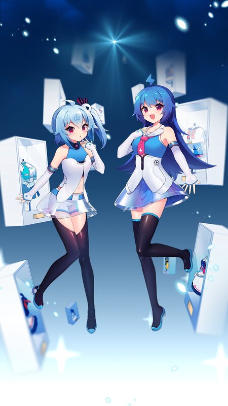 Two Anime Girls in Outfits